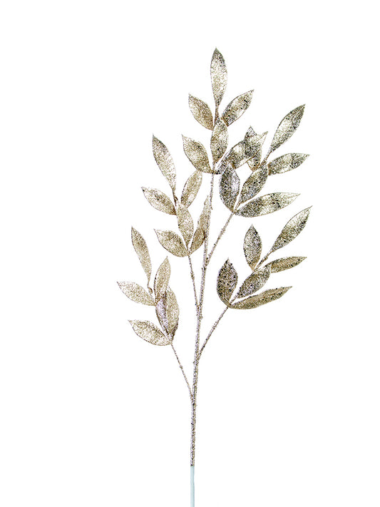 34" Glitter Laurel Branch, Champagne
