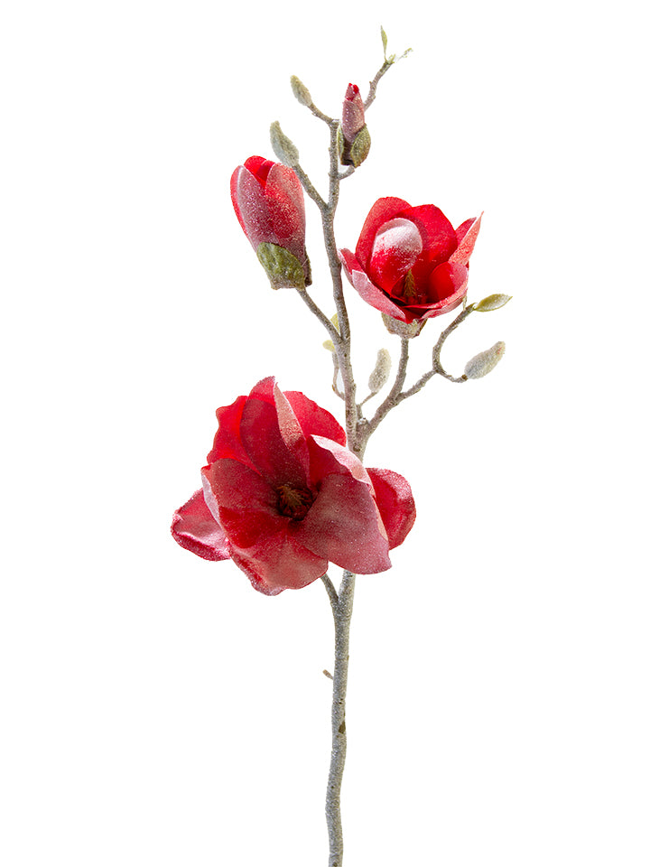 32" Frosted Magnolia Spray, Red