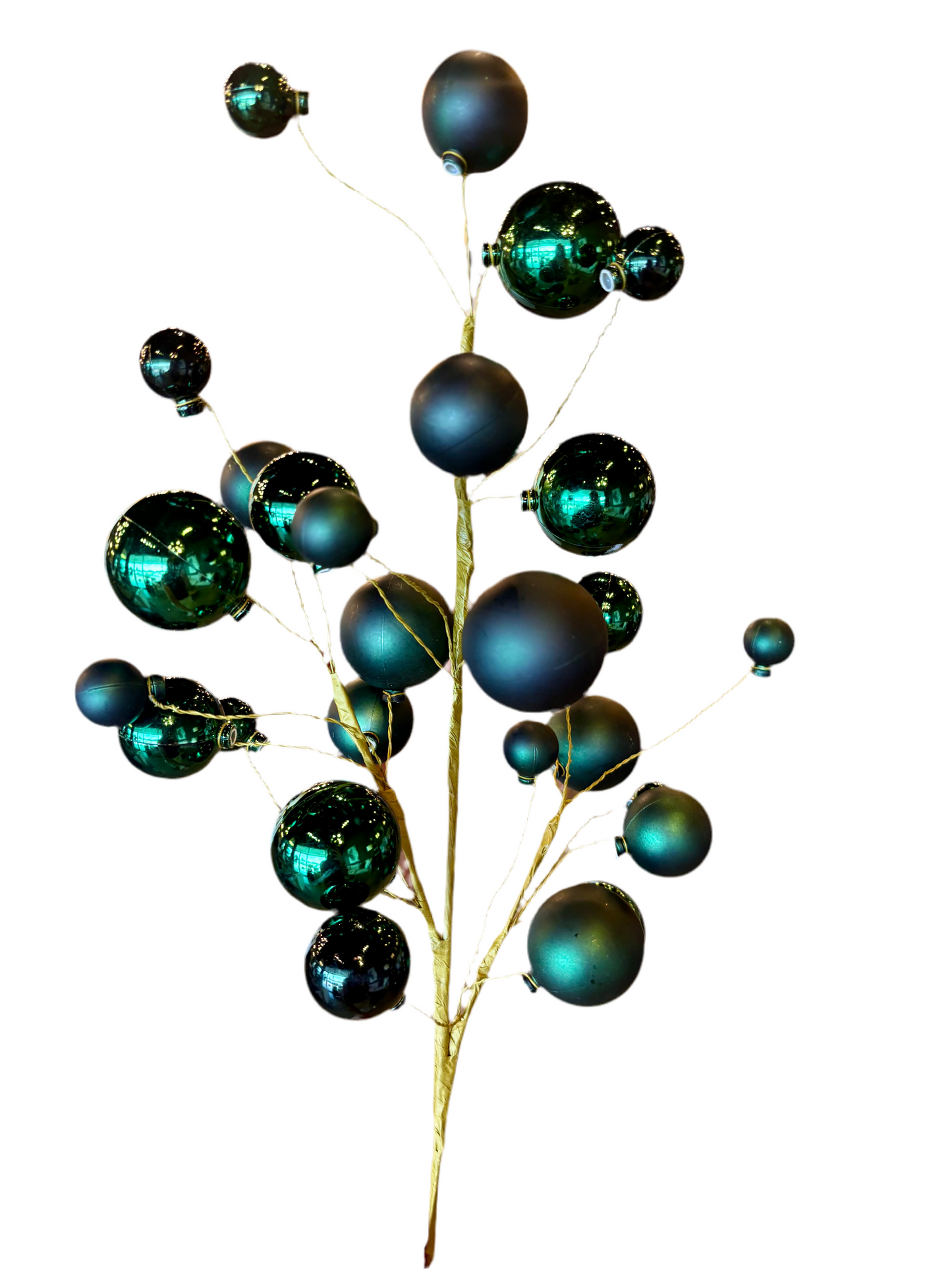 30" Midnt Green Matte Shiny Ball Ornament Spray
