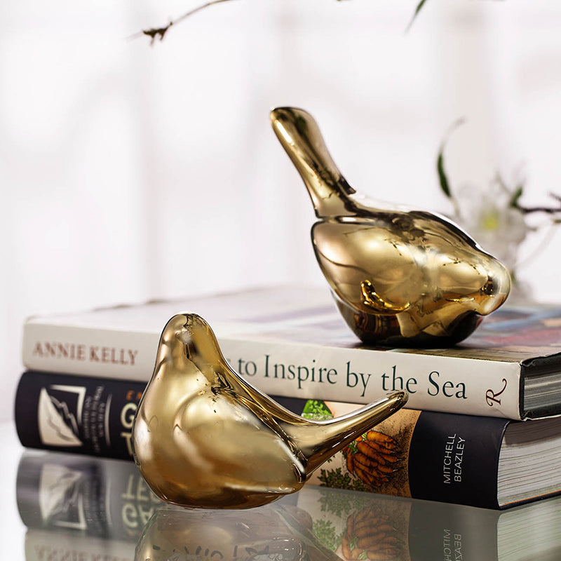 Gold Chirp Birds, Set of 2