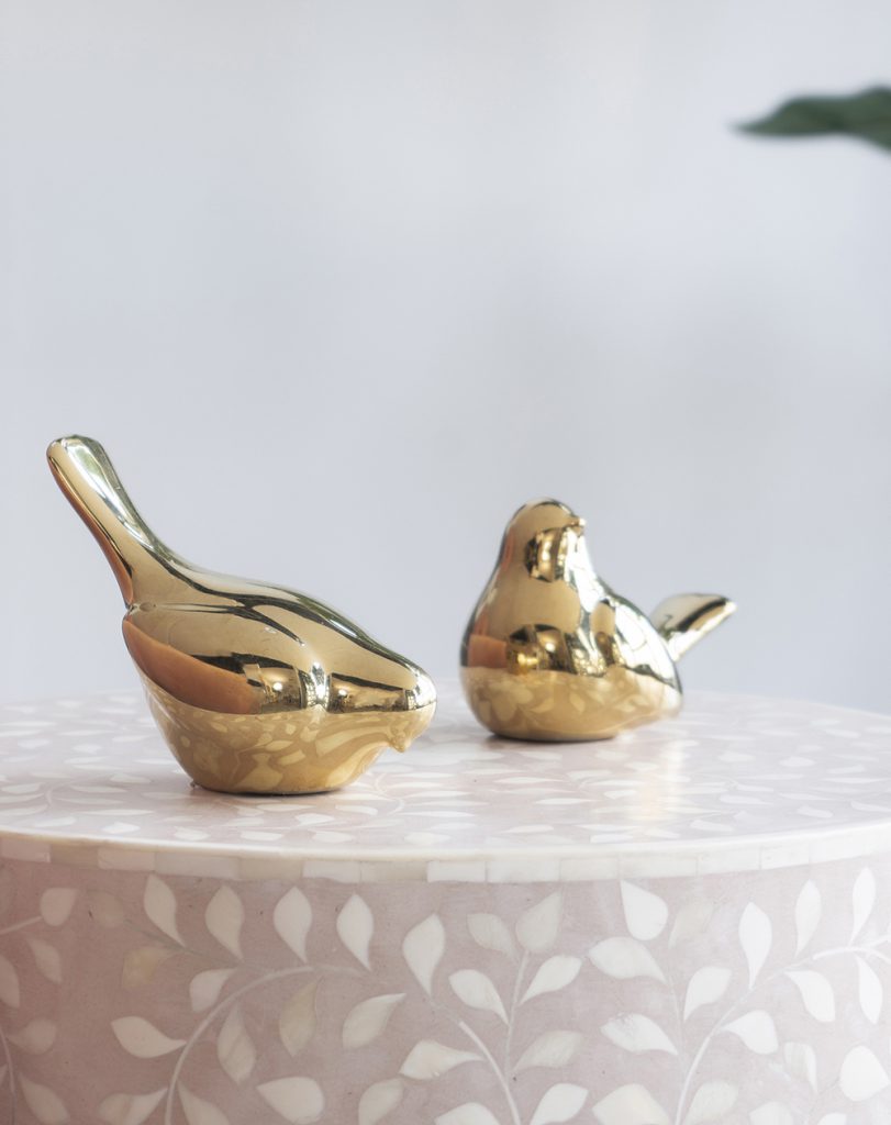 Gold Chirp Birds, Set of 2
