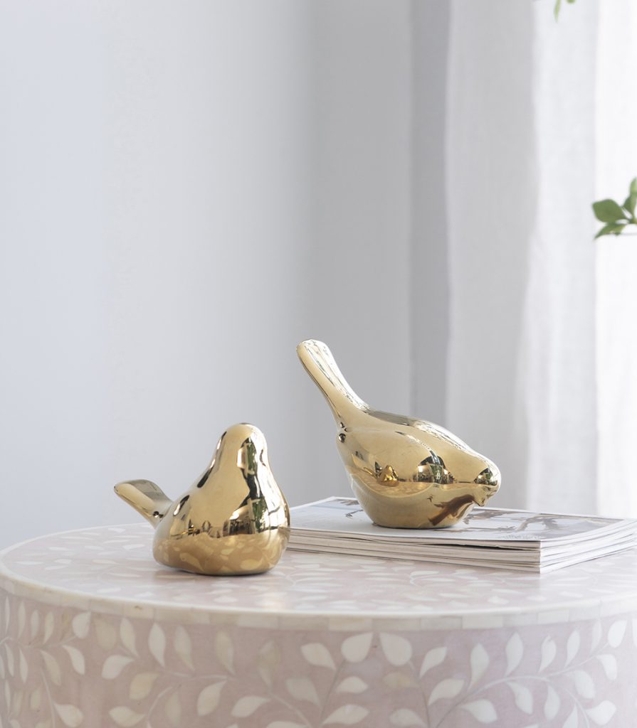 Gold Chirp Birds, Set of 2
