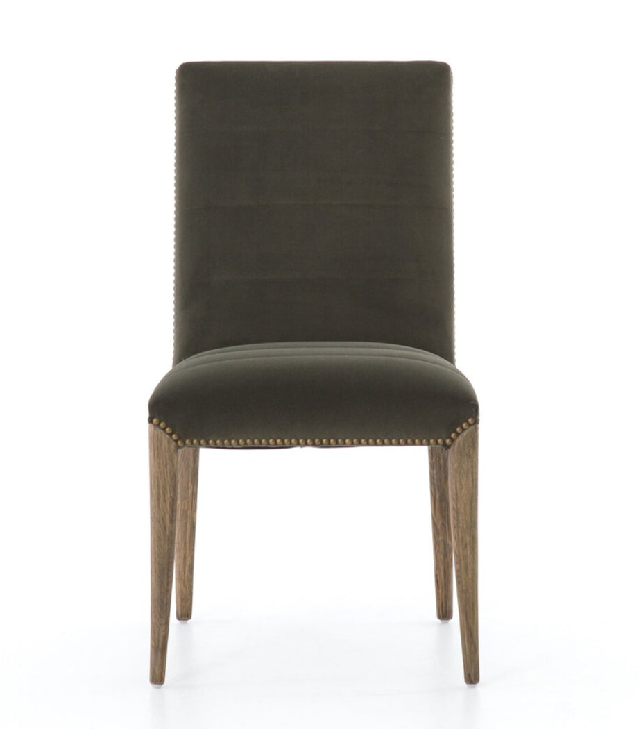 Nate Dining Chair, Modern Velvet Loden