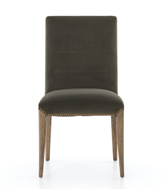 Nate Dining Chair, Modern Velvet Loden