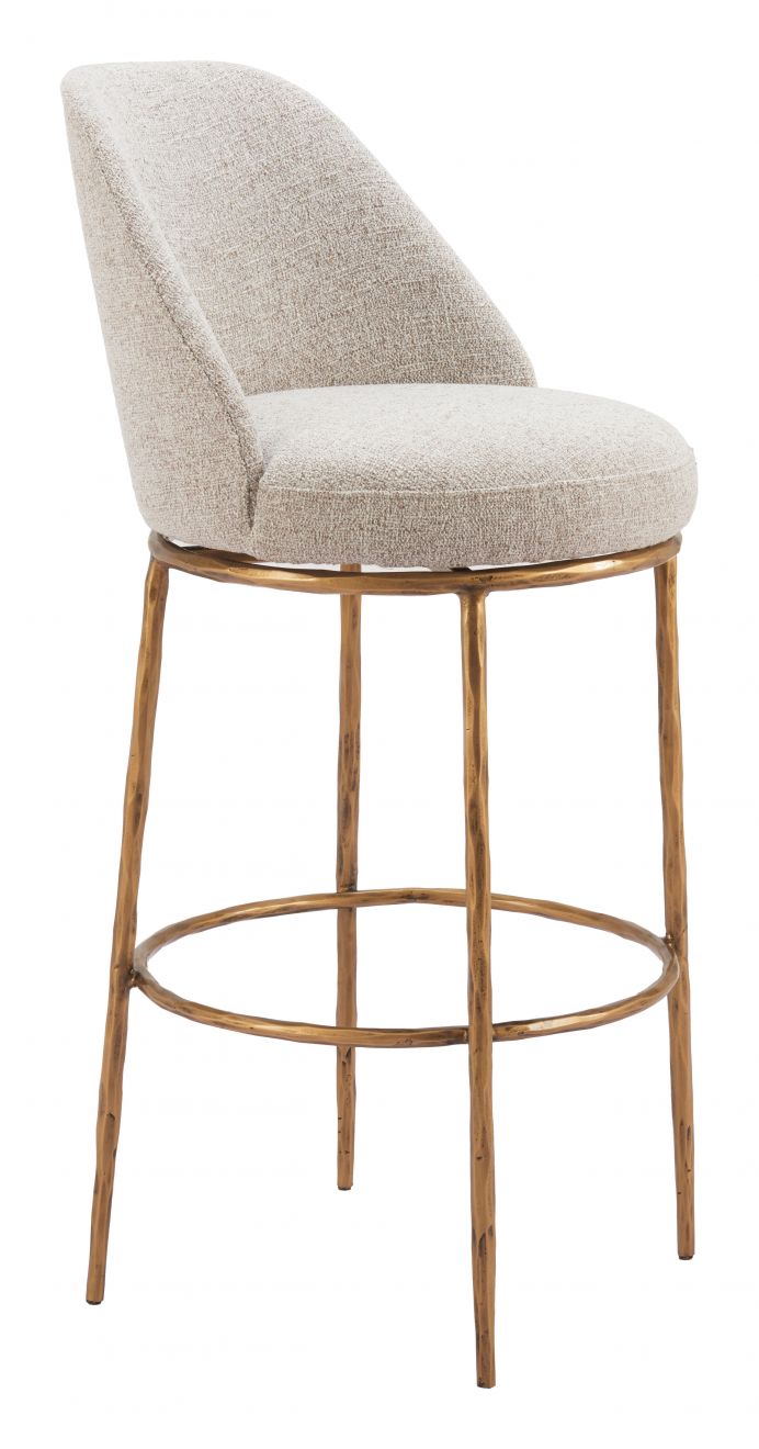 Hadley Swivel Barstool, Beige & Gold