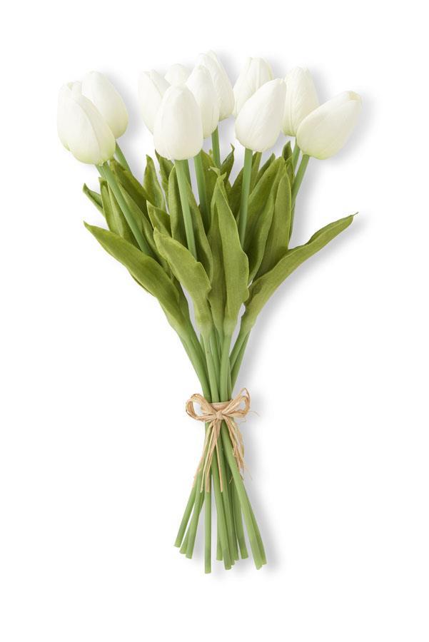 13" Real Touch Tulip Bundle, White