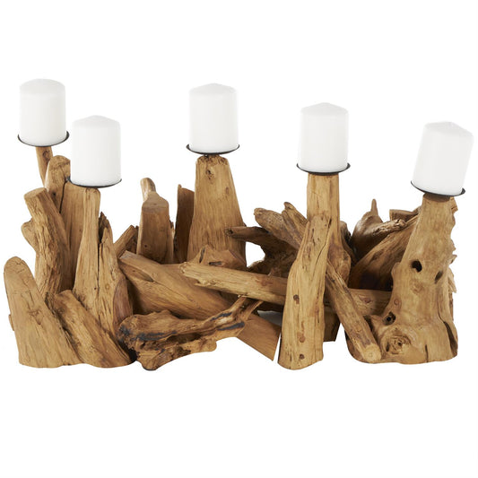 Teak Wood Candelabra