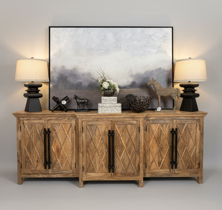 Leah Extra Long Breakfront, Dark Natural