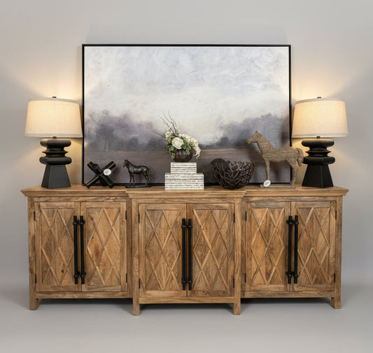 Leah Extra Long Breakfront, Dark Natural