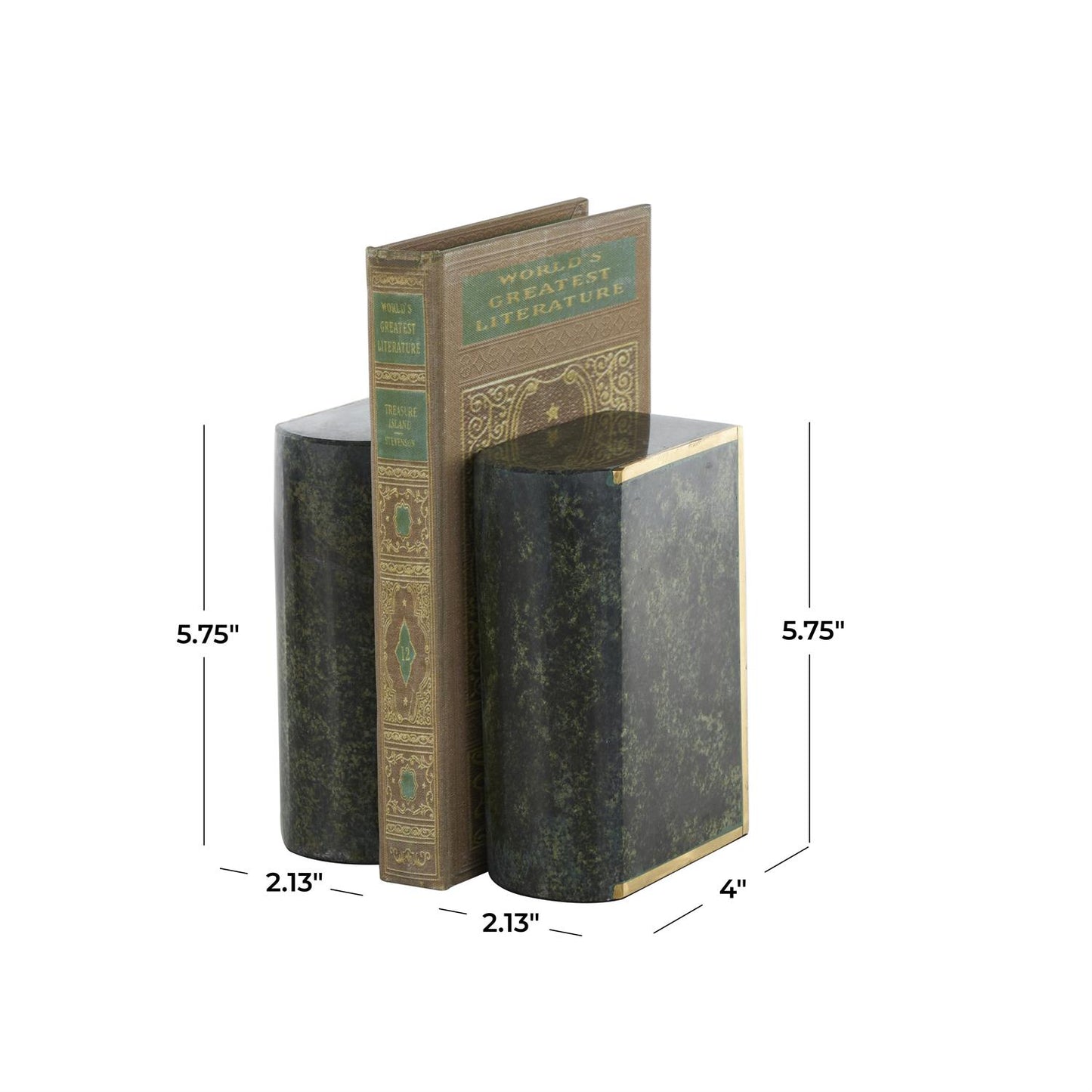 Arc Green Marble Bookends