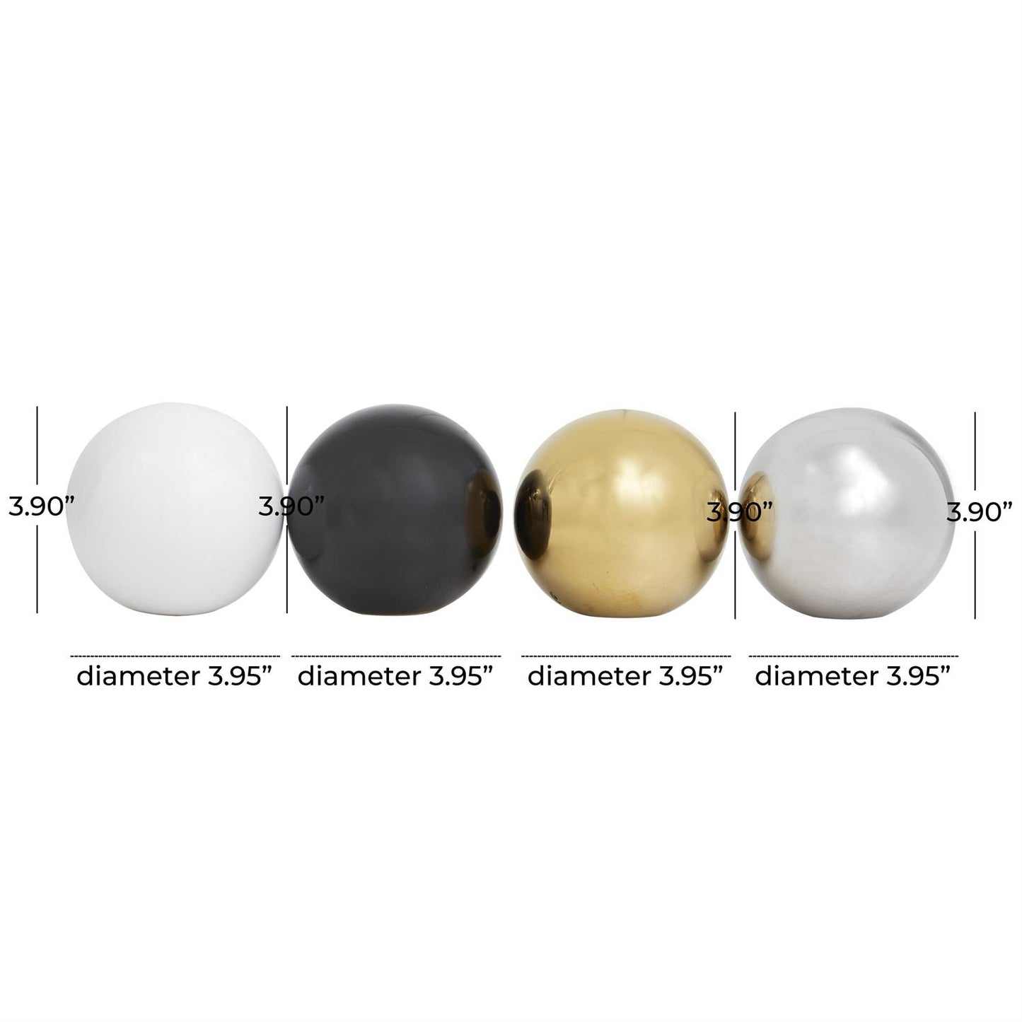Mixed Metal Spheres, Set of 4