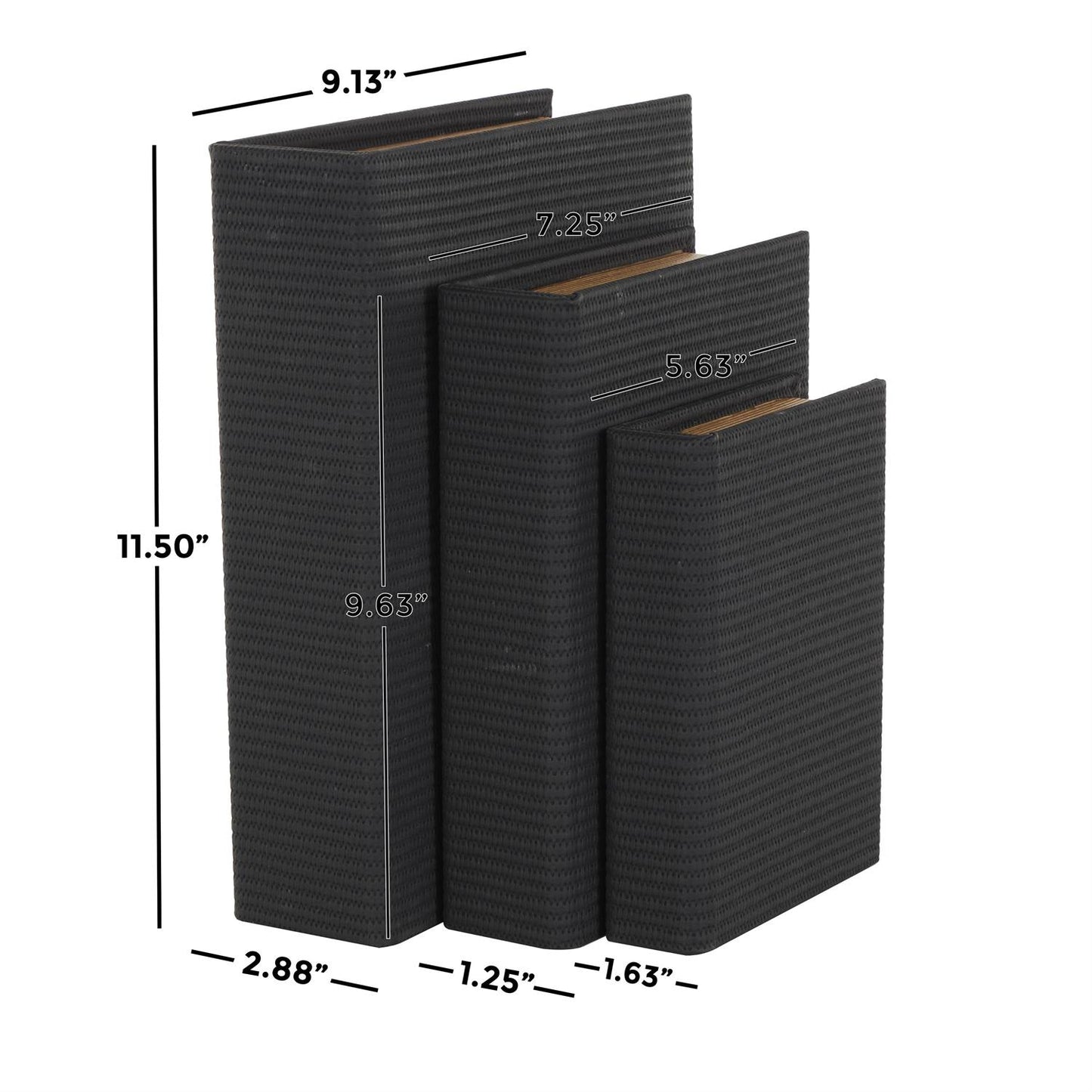 Luxe Black Storage Books, Set of 3