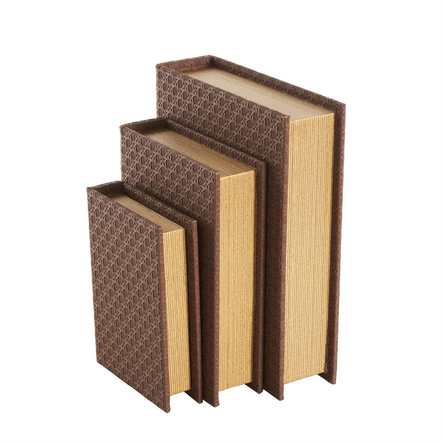 Luxe Brown Storage Books, Set of 3