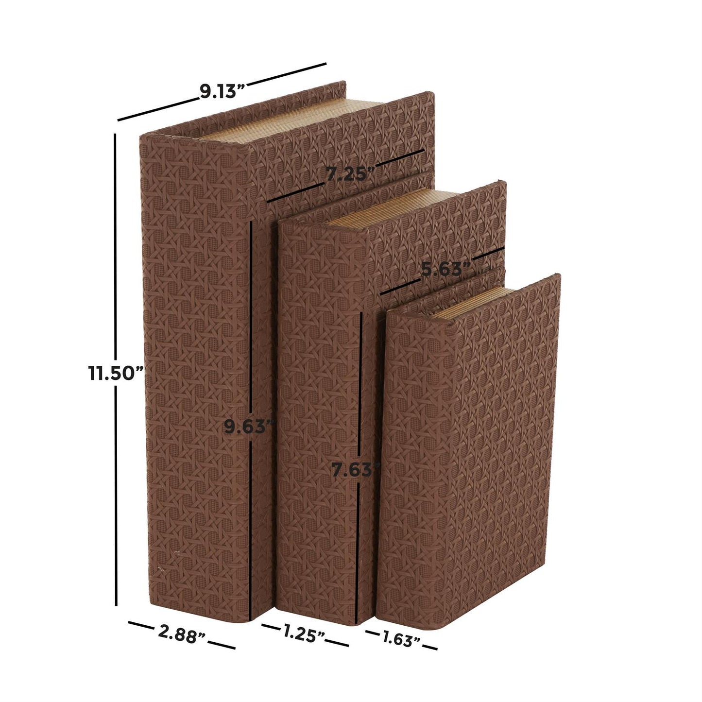 Luxe Brown Storage Books, Set of 3