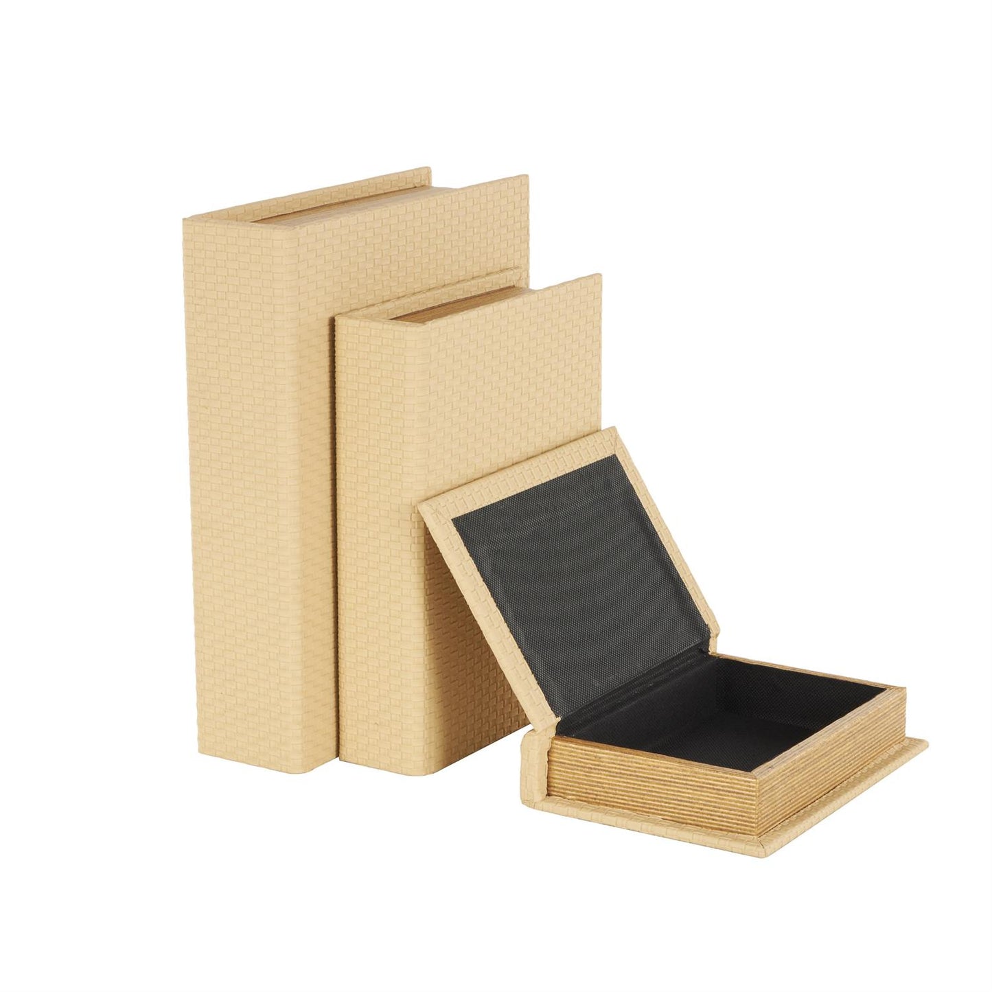 Luxe Beige Storage Books, Set of 3