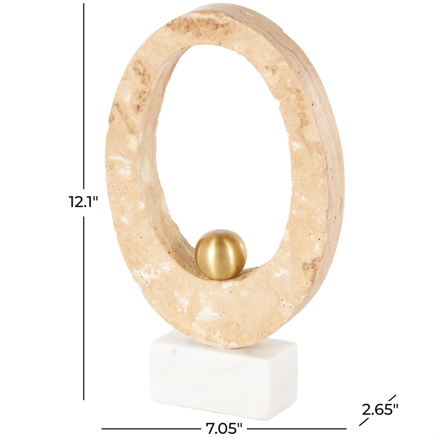 Marble Oval Sculpture w/ Gold Accent