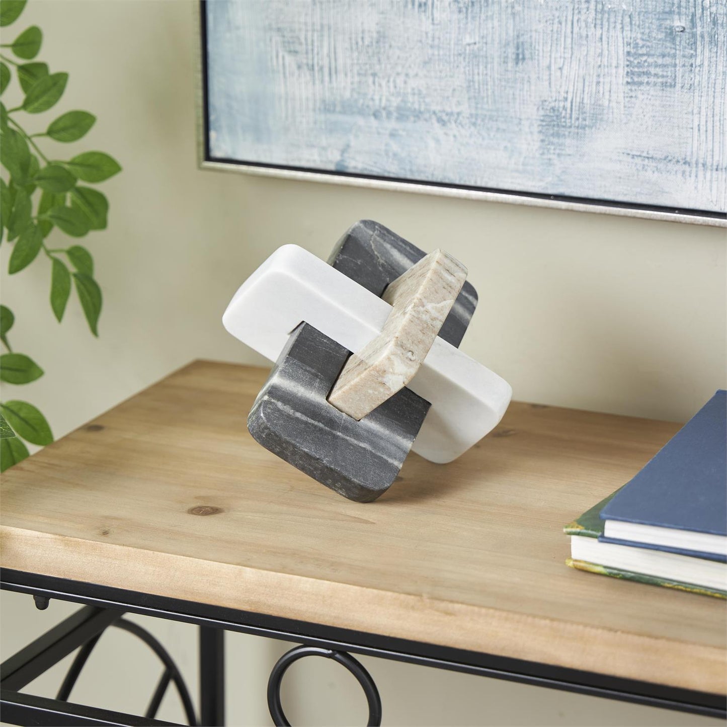 Multi-Colored Marble Knot Geometric Sculpture