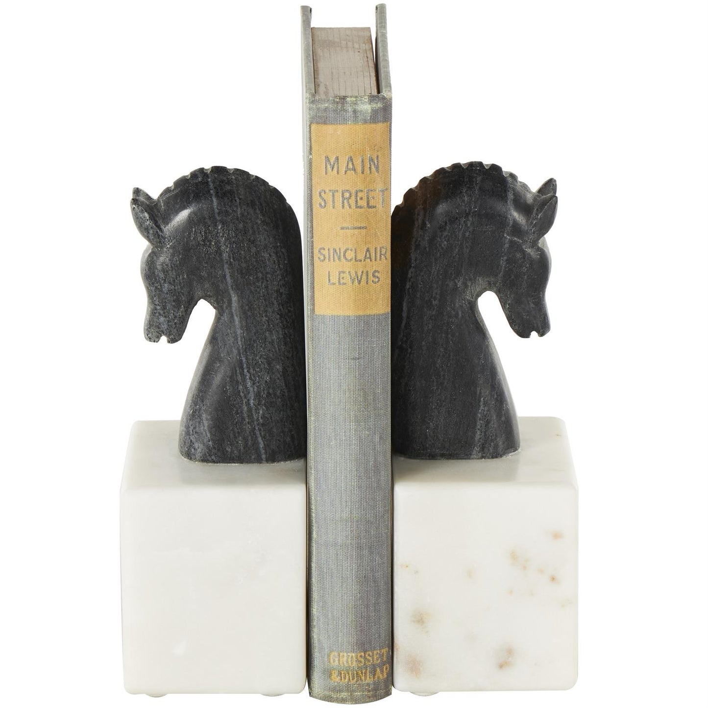 Black Marble Horse Bookends