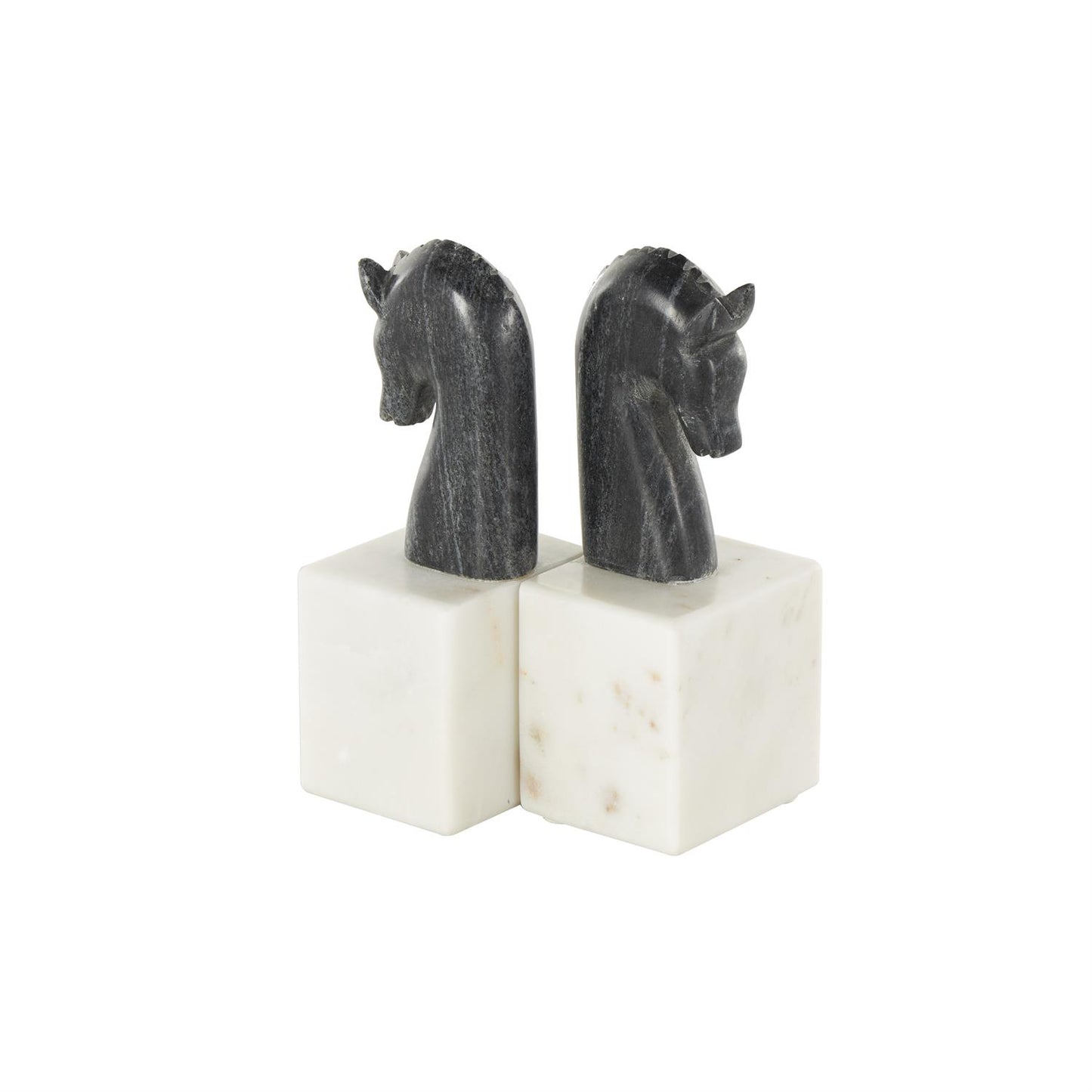 Black Marble Horse Bookends