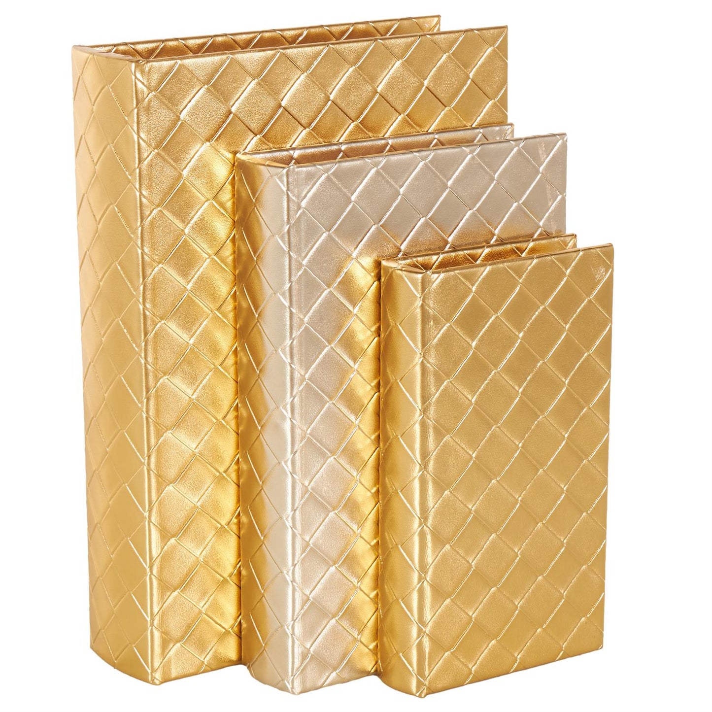 Metallic Diamond Book Boxes, Set of 3