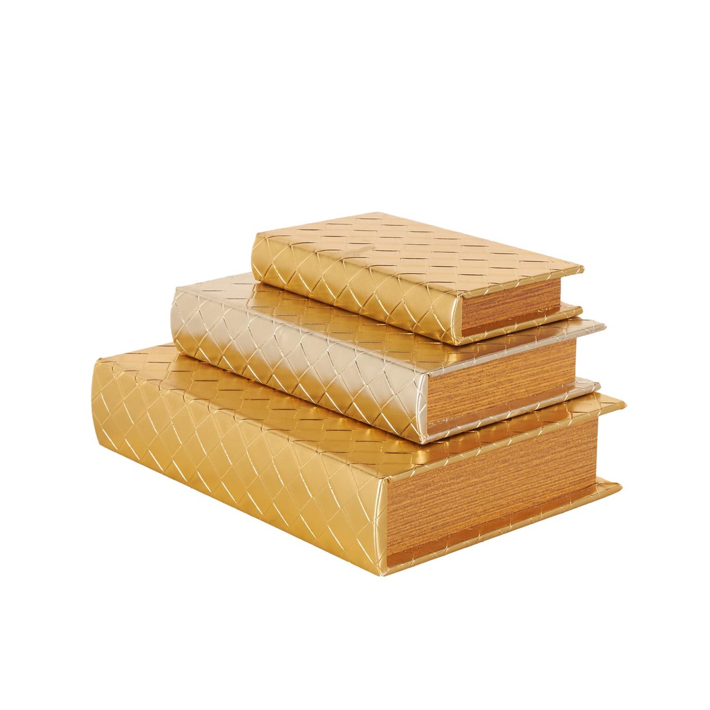 Metallic Diamond Book Boxes, Set of 3