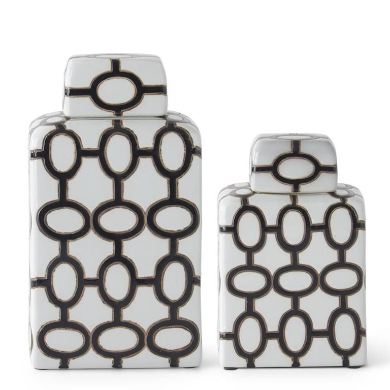 Black & White Lidded Containers, Set of 2