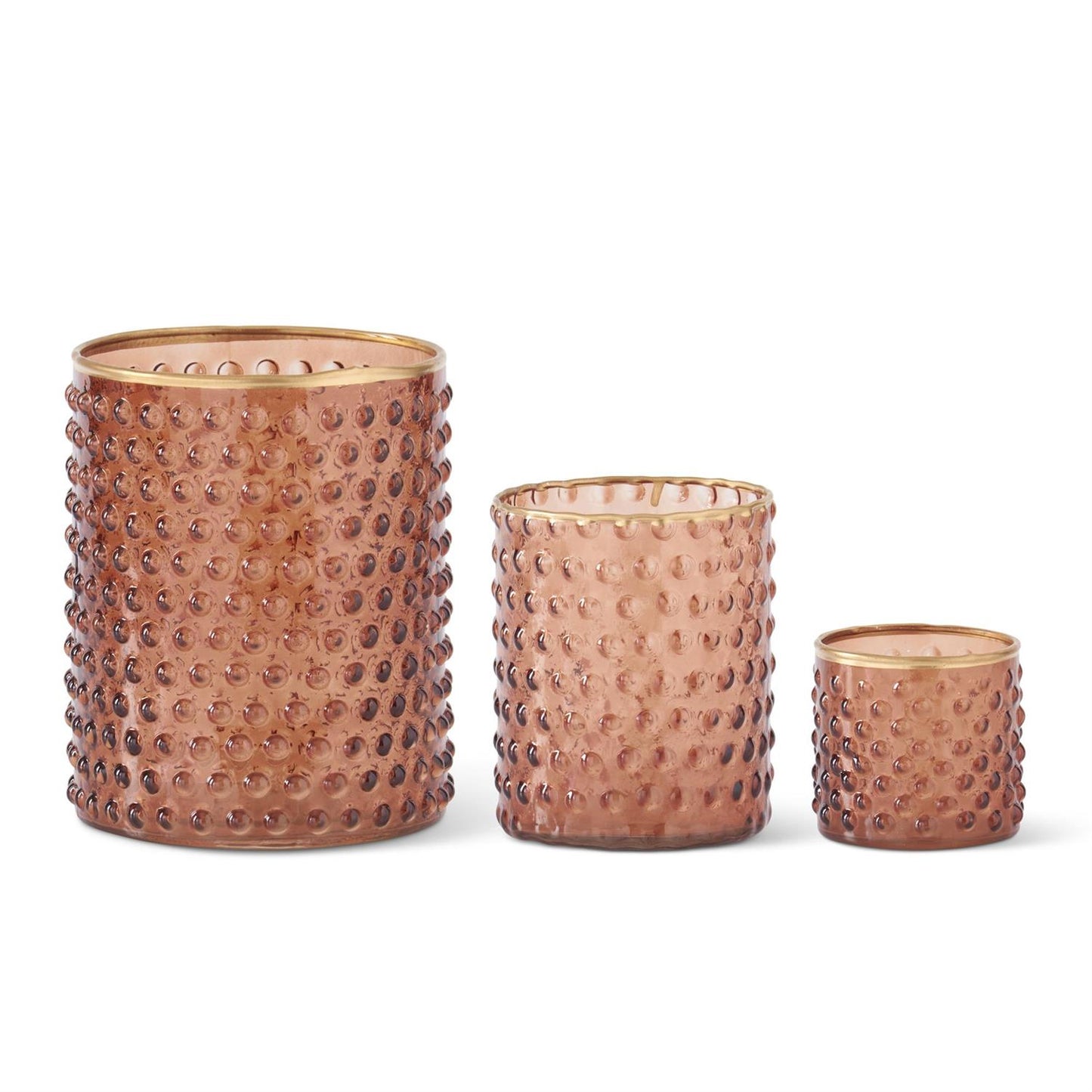 Brown Dot Embossed Containers with Gold Trim, Set of 3