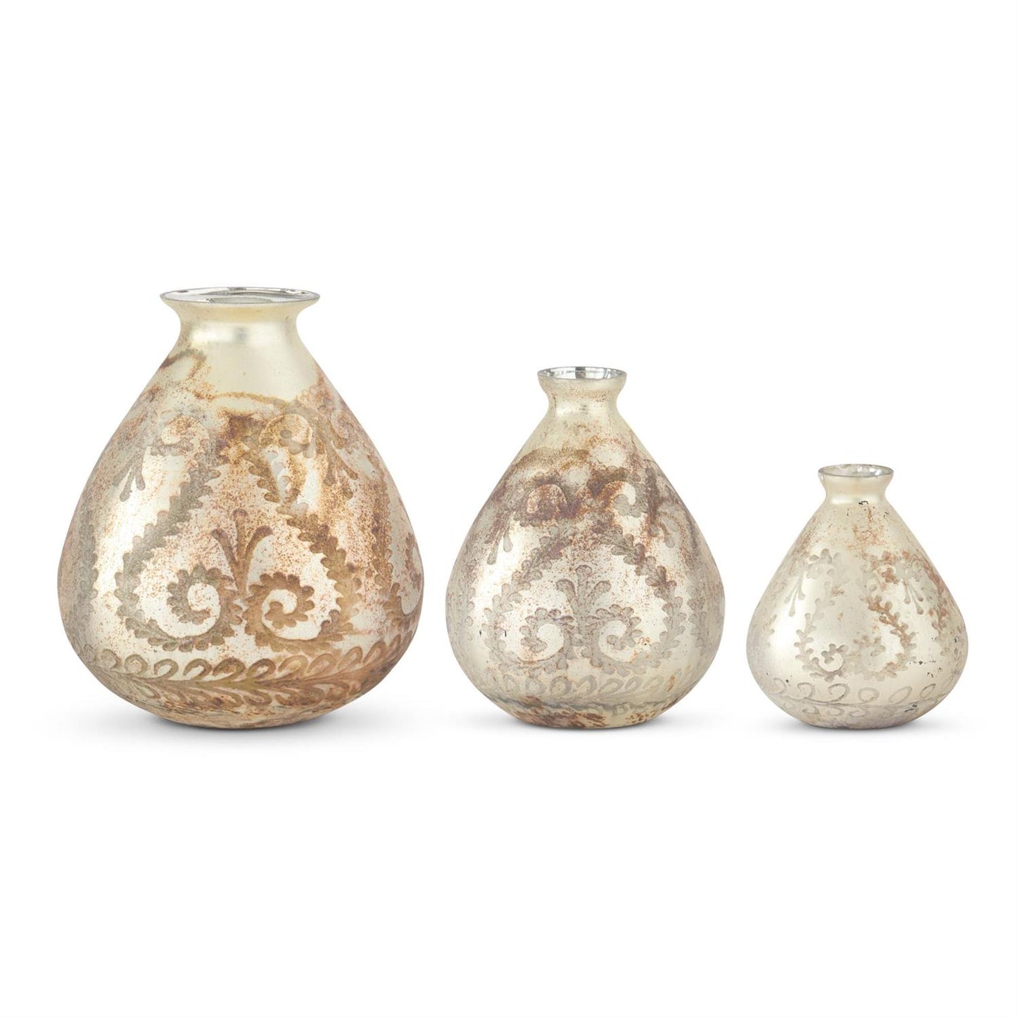 Burnt Champagne Etched Glass Vase (Various Sizes)