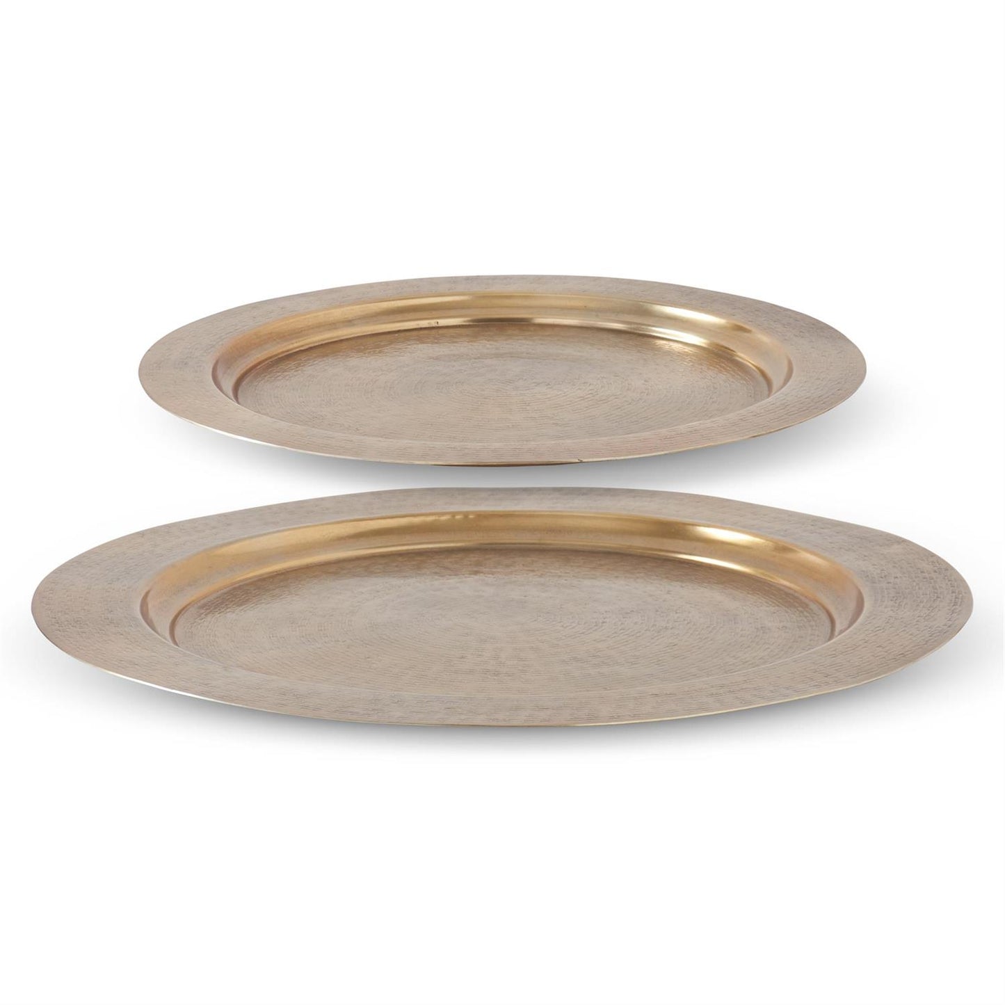 Set of 2 Textured Gold Rimmed Trays