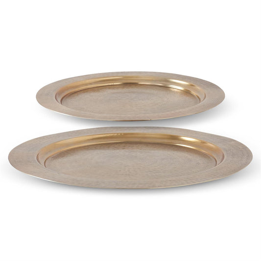 Set of 2 Textured Gold Rimmed Trays