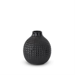 Glossy Black Grid Vase (Various Sizes)