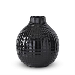 Glossy Black Grid Vase (Various Sizes)