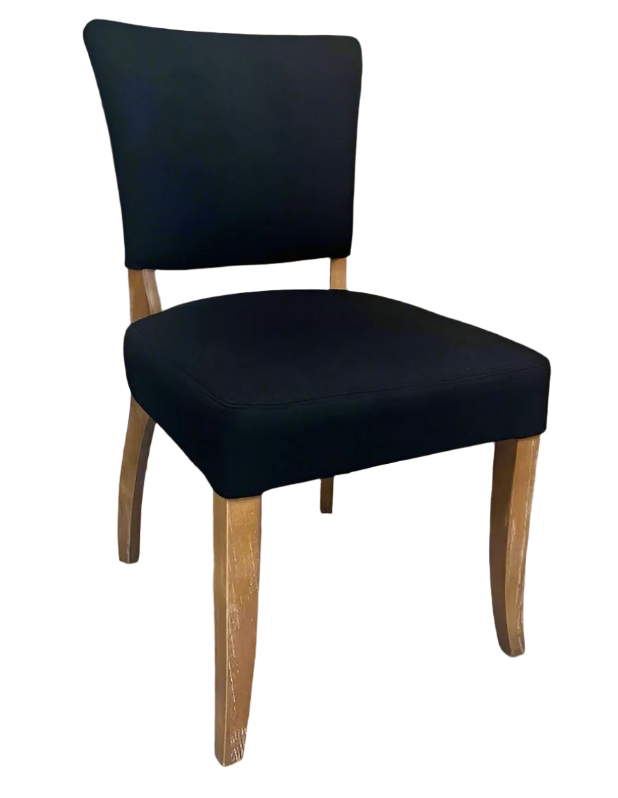 Isabel Black Square Back Wood & Linen Chair