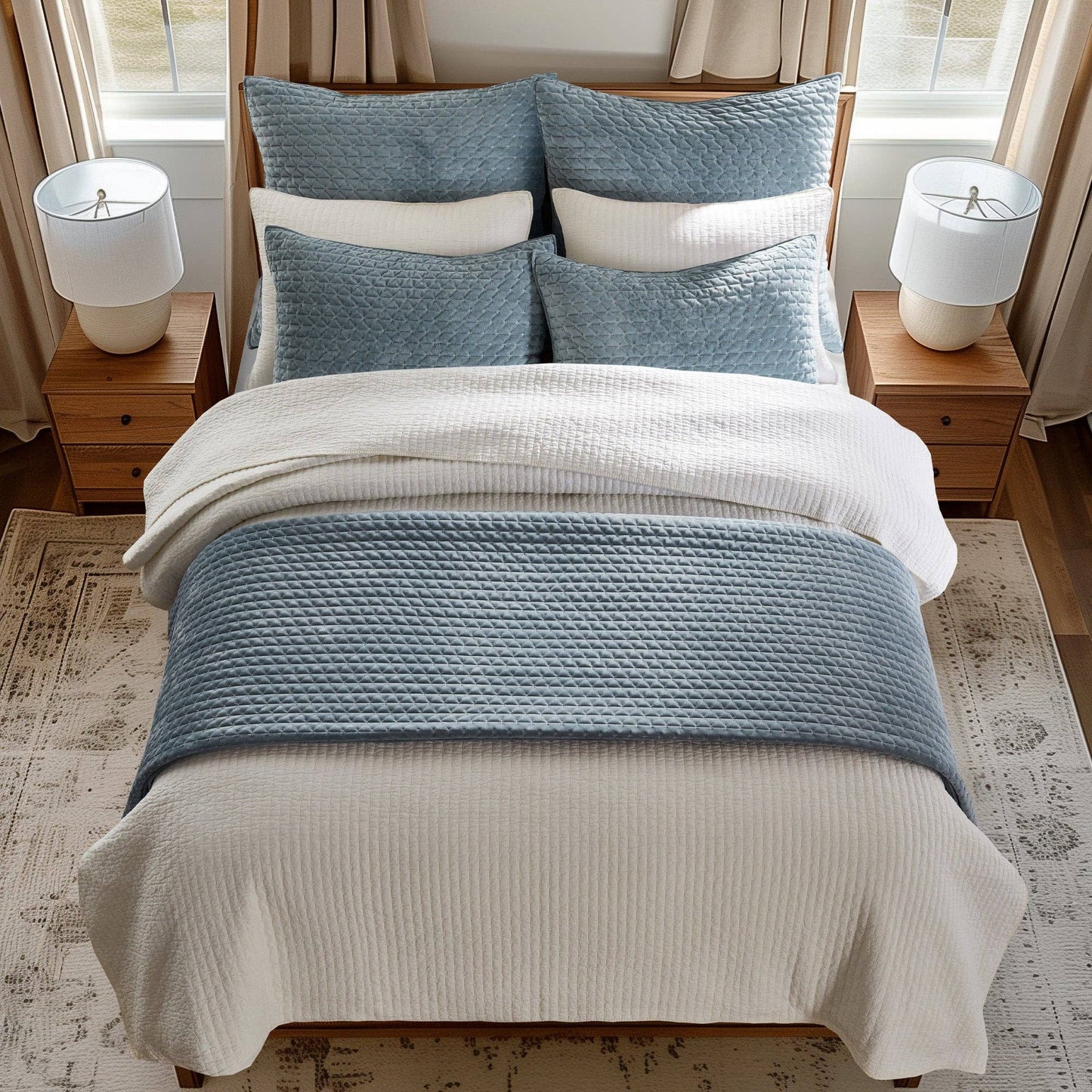 Rust King Velvet Stitch Quilt Set