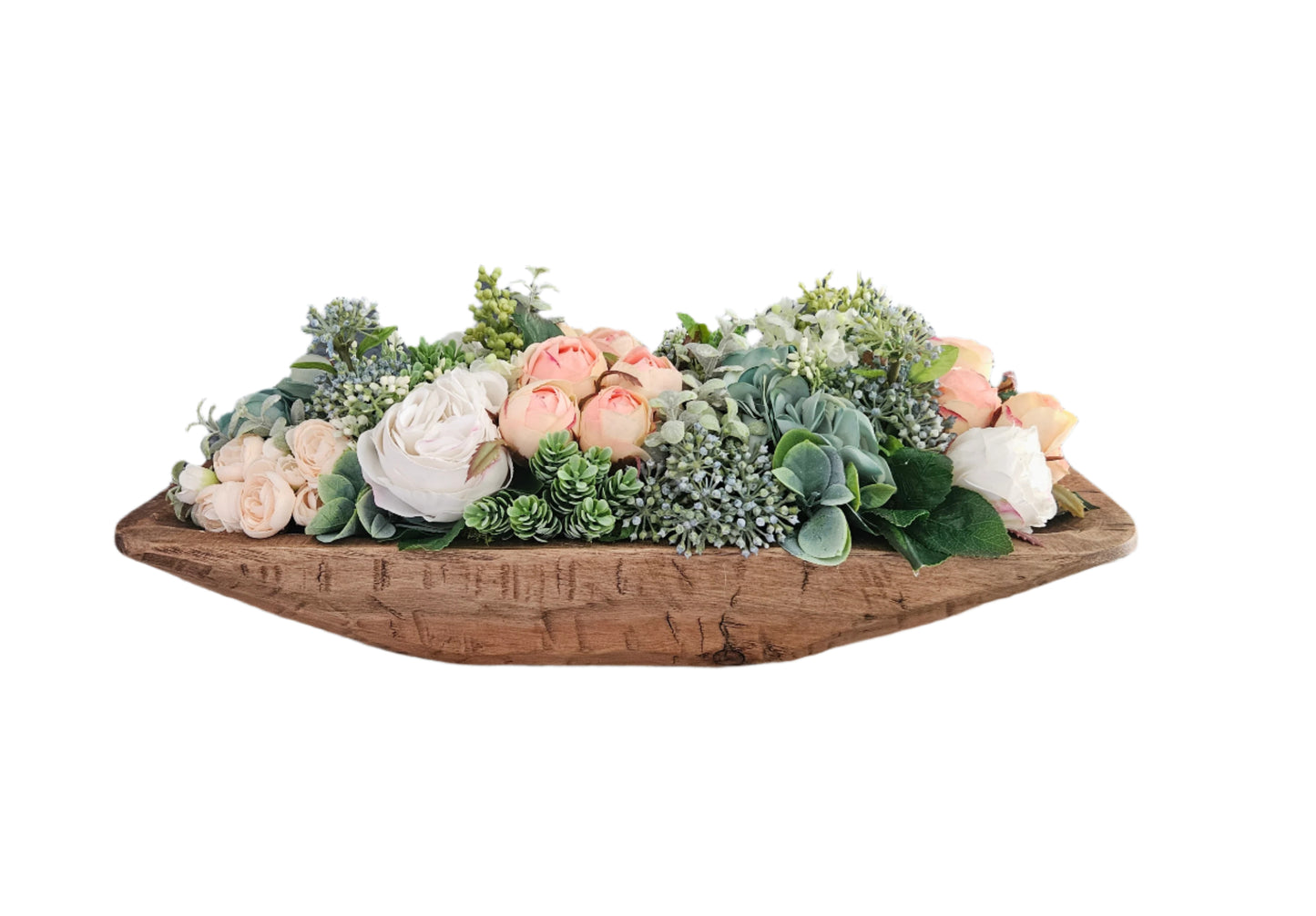 Peach and Teal Doughbowl Centerpiece