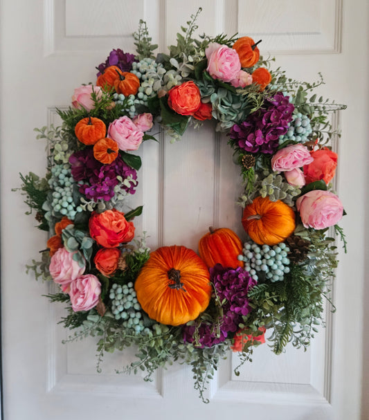 Fall Wreath With Teal Berries
