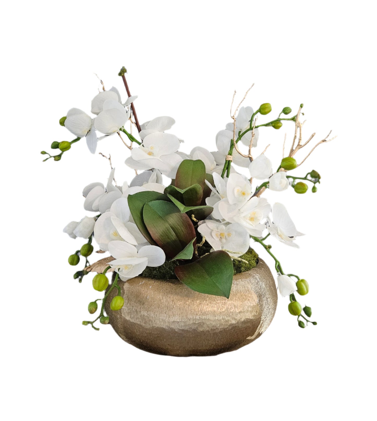 Orchid And Gold Branch Centerpiece