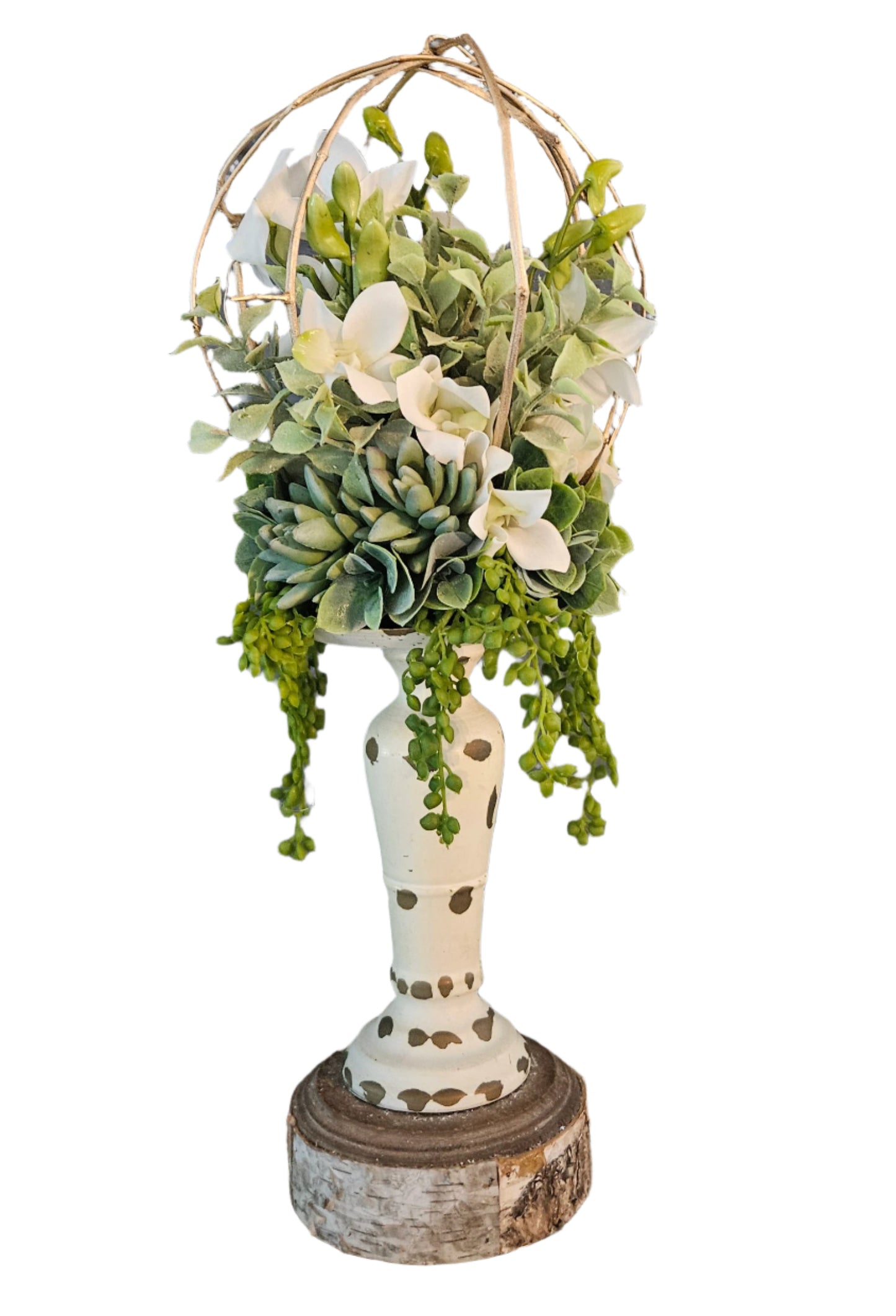 Gold Grapevine & Orchid Candle Topper