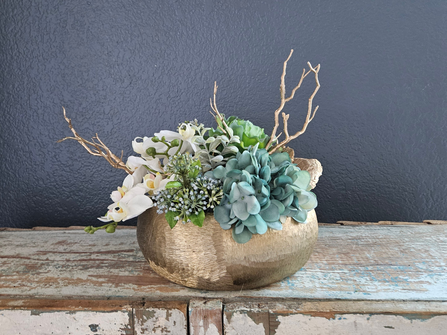 Teal And Cream With Gold Branches