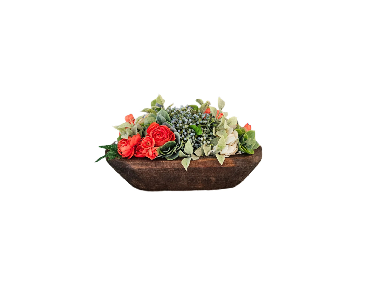 10" Long Doughbowl With Orange Ranunculus