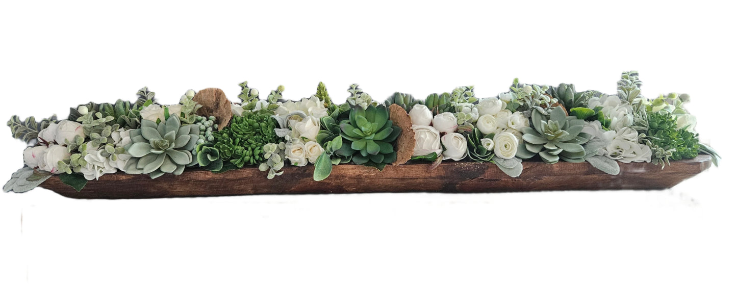 39" Neutral Doughbowl with Succulents