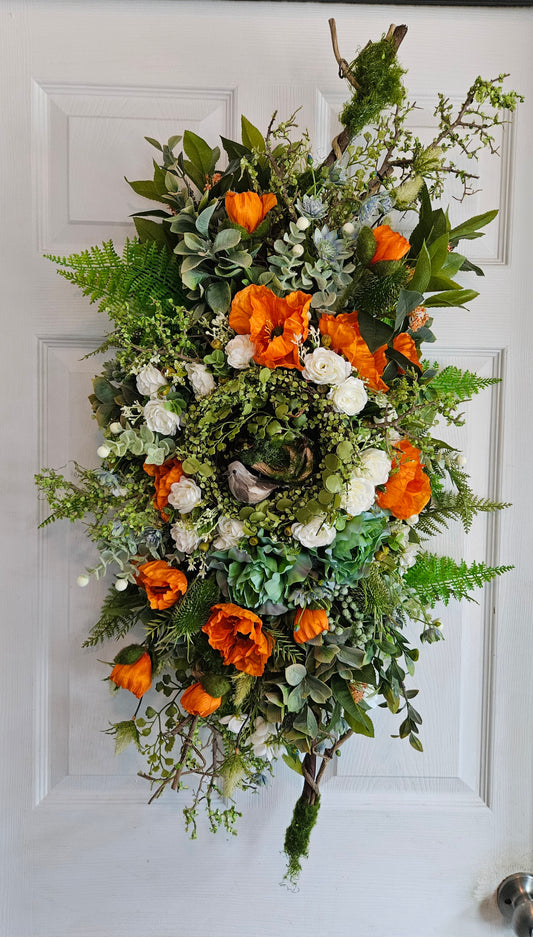Large Everyday Swag With Orange Poppies