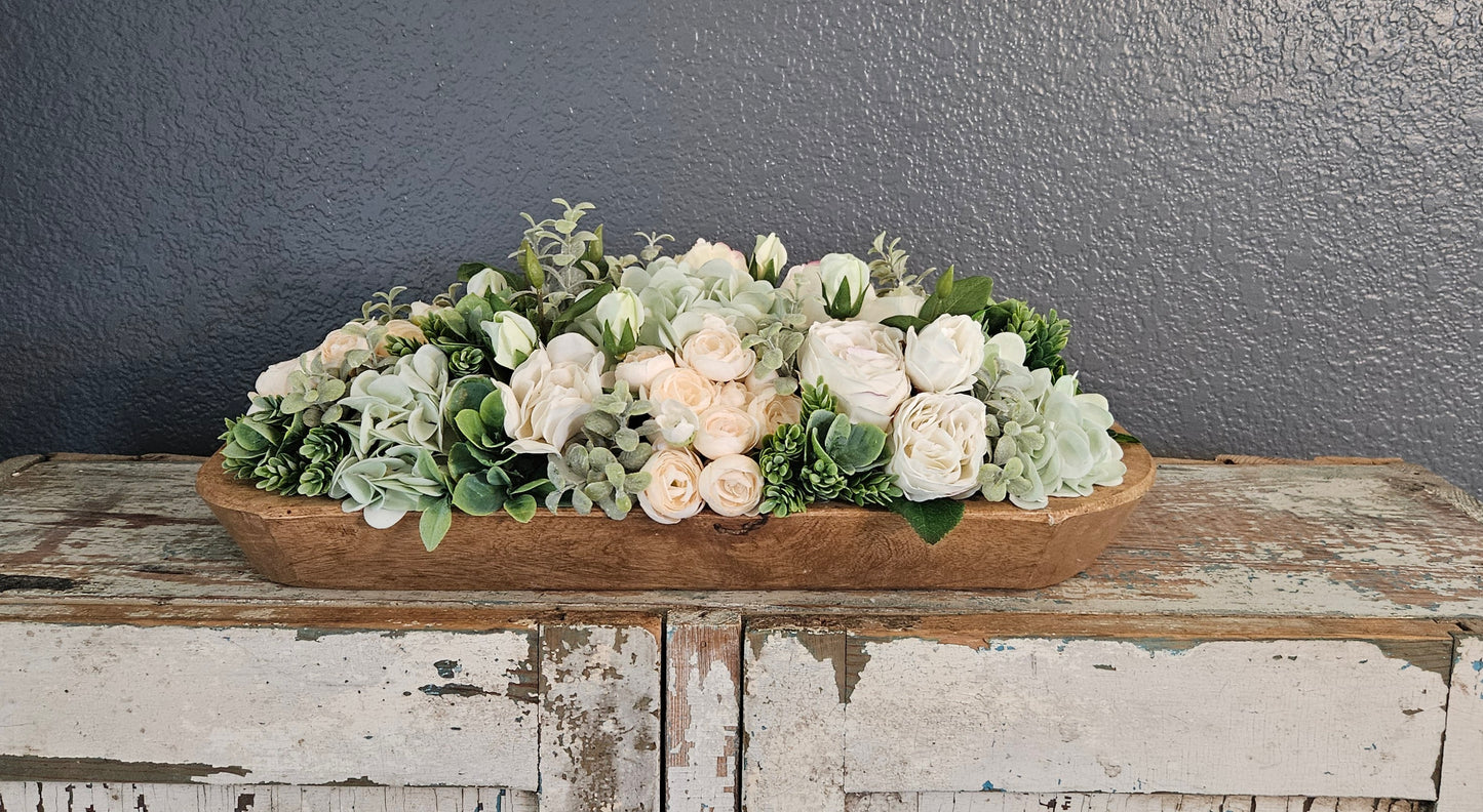 19" Doughbowl Arrangement with Peonies and Hydrangeas