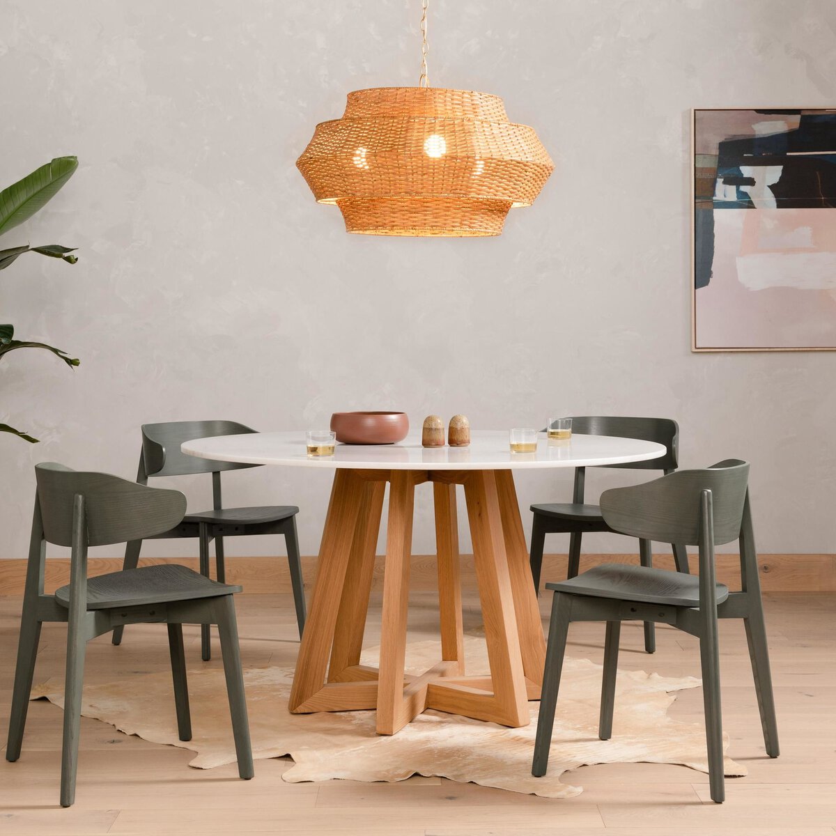 Christy 55" Round Dining Table, Marble Top