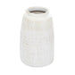 White Carved Vase with Cross Hatching Design, Small