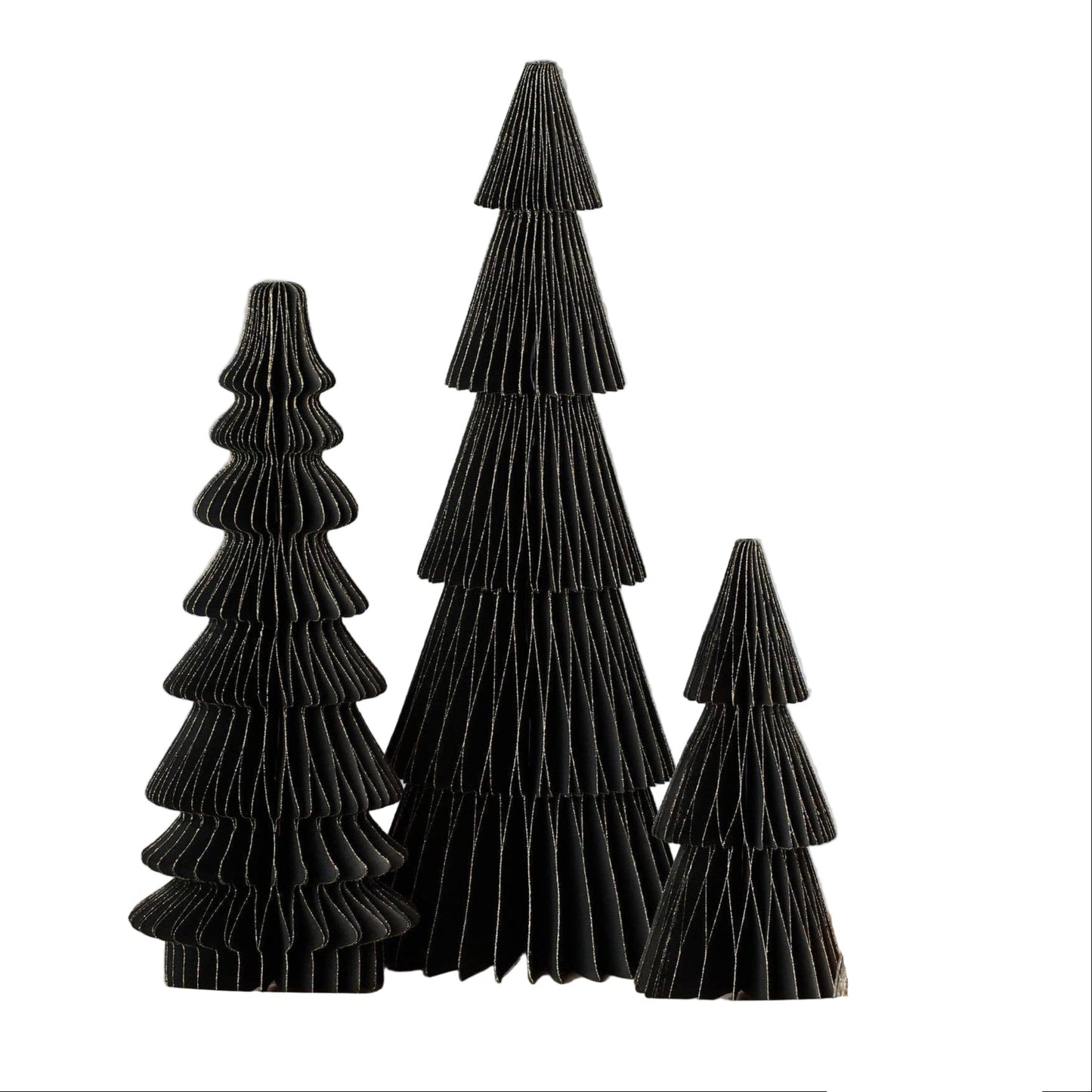 Black Vintage Folding Paper Trees, Set of 3