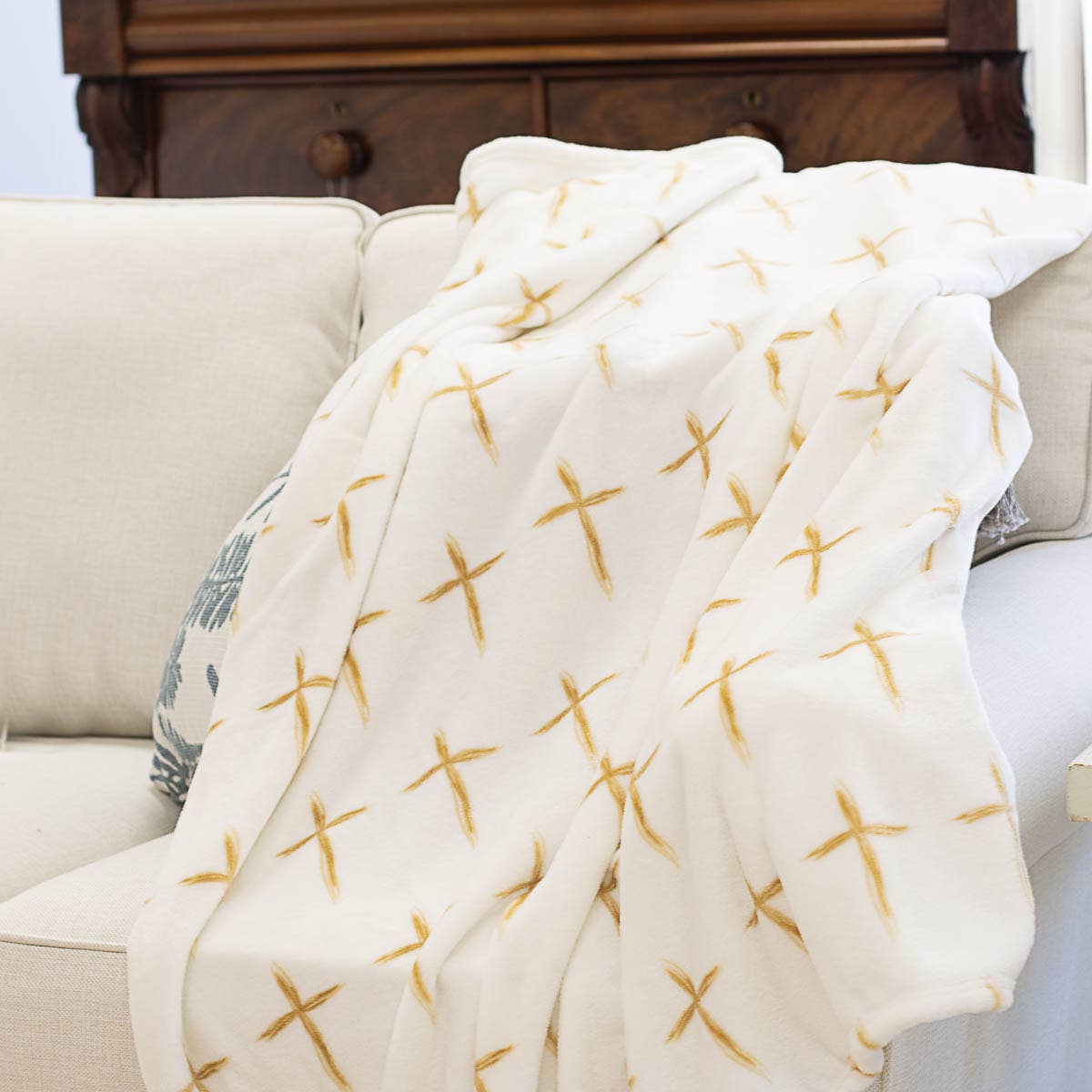 Gold Cross Throw Blanket
