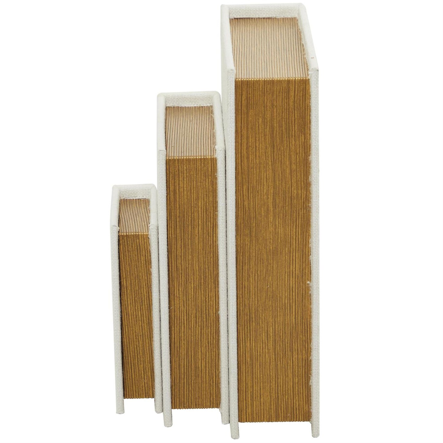 White Linen Storage Books, Set of 3