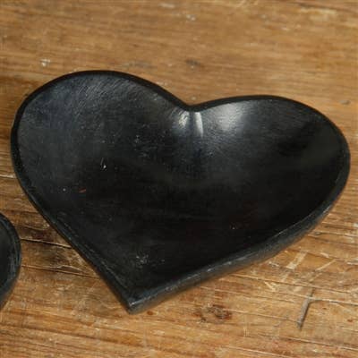 Black Soapstone Heart Bowl, Large