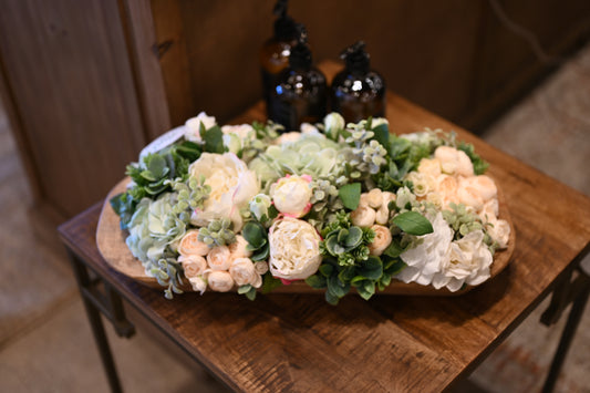 19" Doughbowl Arrangement with Peonies and Hydrangeas